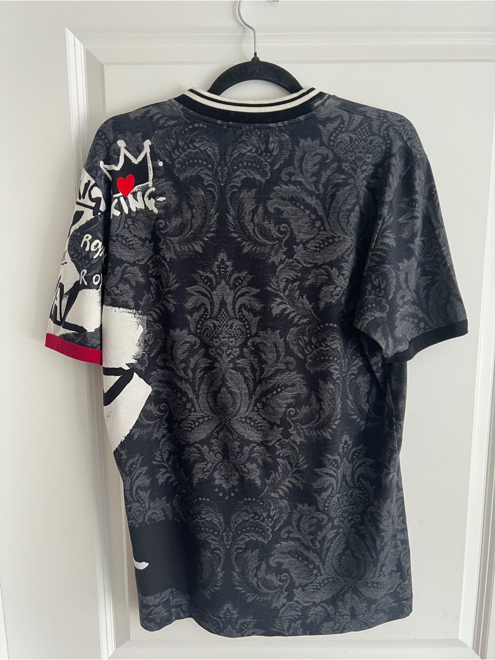 Dolce & Gabbana Black Graphic Tee With Red Heart Accent View 6